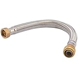 SharkBite 3/4 Inch x 3/4 Inch FIP x 15 Inch Stainless Steel Braided Flexible Water Heater Connector, Push to Connect Brass Plumbing Fitting, PEX Pipe, Copper, CPVC, PE-RT, HDPE, U3088FLEX15LF