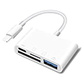 SD Card Reader for iPhone, USB Camera Adapter 4 in 1 USB Female OTG Adapter Compatible SD/TF Card,  Memory Card Reader Portable USB Adapter for iPhone,Sd Card Adapter with Charging Port, Plug and Play