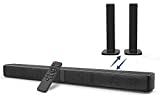 Sound Bars for TV, 2.2 CH 32 inch 3D Surround Sound Home Theater System with HDMI-ARC/Opt/Bluetooth 5.0, Built-in Dual Subwoofer & 10 DSP, Treble/Bass Adjustable, 2 in 1 Separable Design