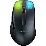 ROCCAT Kone Pro Air Gaming PC Wireless Mouse, Bluetooth Ergonomic Performance Computer Mouse with 19K DPI Optical Sensor, AIMO RGB Lighting & Aluminum Scroll Wheel, 100+ Hour Battery Life, Black