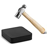 Rubber Bench Block Set (4x4in) with Mini Hammer (6in) - Jewelry Making Kits Supplies, Metal Smiting Tool, Jewelry Tools for Metal Stamping Kit, Jewelry Repairs, Jeweler's Rubber Stamping Block