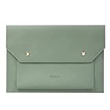 Simpolor Laptop Sleeve, Premium PU Leather Skinny Laptop Case for Slim 15.6 inch Laptop Tablet iPad Tab, Waterproof and Anti-Scratch 15'' Laptop Case Cover with Front Pocket, Super Soft, Green