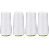 unp 4 Pack of 6000 Yard Each Spool (White) Sewing Thread All Purpose 100% Spun Polyester Overlock Cone (Upholstery, Canvas, Drapery, Beading, Quilting,Serger,Over Lock, Merrow, Single Needle)