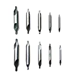Sirius&Co (Imperial Units) 10 Pcs Center Drill Bits Combined Drill Countersink Lathe Mill Tool Set HSS 60 Dgree 1/8' 3/16' 1/4' 5/16' 3/8'