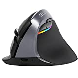 DELUX Wireless Vertical Mouse, Silent Small Ergonomic Mouse with BT 5.0 and USB Receiver, 6 Buttons and 2400 DPI, RGB Rechargeable Mouse for Wrist and Hand Strain, Carpal Tunnel (M618mini-Iron Gray)