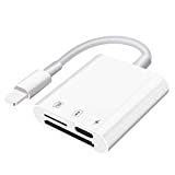 SD Card Reader for iPhone iPad,Micro SD Card Reader Memory Card Reader Plug and Play Trail Camera Viewer SD Card Adapter,Simultaneous Charging and Card Reading Micro SD Card Adapter