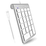 Macally Wired USB C Number Pad Keyboard - Type C Numeric Keypad for Laptop, Apple Mac iMac MacBook Pro/Air, Windows PC, or Desktop Computer - 10 Key USB Keypad Numpad with 5 Foot Cable - Silver