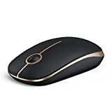 Wireless Mouse, Vssoplor 2.4G Slim Portable Computer Mice with Nano Receiver for Notebook, PC, Laptop, Computer-Black and Gold