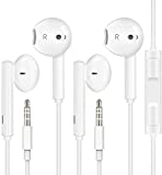 2 Pack Earbuds/Headphones/Earphones with 3.5mm Wired in Ear Headphone Plug Built-in Microphone & Volume Control for iPhone Android Phone PC Computer Laptop