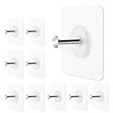 Ginmino Wall Hooks 13.5lbs(Max) Transparent Reusable Adhesive Hooks, Waterproof and Oilproof, Bathroom Kitchen Wall Hooks Heavy Duty 10 Pack