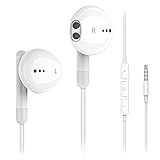 Wired Earbuds with Microphone, Kimwood Wired Earphones in-Ear Headphones HiFi Stereo, Powerful Bass and Crystal Clear Audio, Compatible with iPhone, iPad, Android, Computer Most with 3.5mm Jack(Clear)