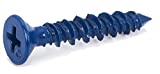 CONFAST 3/16' x 1-1/4' Blue Flat Phillips Concrete Diamond Point Screw Anchor with Drill Bit for Anchoring to Masonry, Block or Brick (100 per Box)