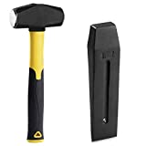 KURUI Wood Splitter Wedge and Mini Sledge Hammer, Small Sledge Hammer with Fiberglass Shock-Absorbent Anti-Slip Handle, 3LB Crack/Drilling Hammer & 4.5LB Log Splitting Wedge