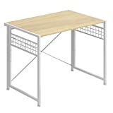 4NM 35.4' Small Desk No-Assembly Folding Computer PC Desk Home Office Desk Laptop Study Writing Table - Natural and White