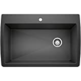 BLANCO, Anthracite 441094 DIAMOND SILGRANIT Super Single Drop-In or Undermount Kitchen Sink, 33.5' X 22'