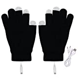 Aniywn USB Heated Gloves for Women & Men Knitting Mitten Winter Hands Winter Warm Laptop Gloves Touchscreen Heating Gloves Black