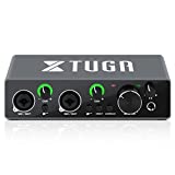 XTUGA AC2 2i2 USB Audio Interface with XLR Mic Preamplifier 192kHz True Stereo for Pro Tools/Ableton Live Lite/Reaper and Other DAW Recording Software(Driver Free Installation)