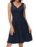 GRACE KARIN Elegant Cocktail Dress for Women Wrap A-line Short Bridesmaid Dress Navy Blue L
