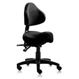 DR.LOMILOMI Hydraulic Saddle Rolling Clinic Spa Massage Stool Chair with Back Rest (510-With Backrest, Black)