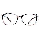 VisionGlobal Blue Light Blocking Glasses for Women, Anti Eyestrain, Computer Reading, TV Glasses, Stylish Square Frame, Anti Glare(+1.50 Magnification)