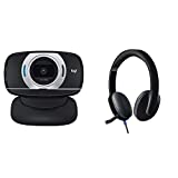 Logitech High-Performance USB Headset H540 for Windows and Mac, Skype Certified & HD Laptop Webcam C615 with Fold-and-Go Design, 360-Degree Swivel, 1080p Camera