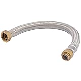 SharkBite 1/2 Inch x 3/4 Inch FIP x 15 Inch Stainless Steel Braided Flexible Water Heater Connector, Push to Connect Brass Plumbing Fitting, PEX Pipe, Copper, CPVC, PE-RT, HDPE, U3068FLEX15LF