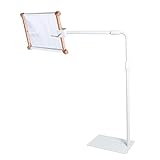 Neatfi Needlework Floor Stand with Side Clamp, Excellent for Sewing, Knitting and Stitching, Fully Adjustable, Strong and Stable, Industrial Strength, Easily Assembled (White)