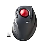 ELECOM DEFT Trackball Mouse, 2.4GHz Wireless, Finger Control, 8-Button Function, Ergonomic Design, Optical Gaming Sensor, Smooth Red Ball, Windows11, macOS (M-DT2DRBK-G)