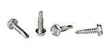 #10 x 3/4'' Hex Washer Head Self-Drilling Tek Screw Zinc Plated Steel for Attaches Sheet Metal Steel or Steel to Metal - Box of 100