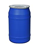 Eagle 55 Gallon Straight-Sided Barrel Drum with Metal Band and Plastic Lid with Bungs, Blue, X-Large, 1656MBBG