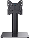 PERLESMITH Swivel Universal TV Stand / Base - Table Top TV Stand for 19-50 inch LCD LED TVs / Monitor / PC - Height Adjustable TV Mount Stand with Tempered Glass Base, VESA 200x200mm, PSTVS07