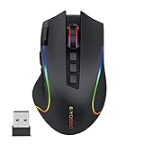 X-11 Wireless Gaming Mouse, 8000 DPI Optical Sensor, RGB Backlit, MMO 9 Programmable Buttons, with Macro Recording Side Buttons, Rapid Fire Button, Rechargeable for Mac Windows Computer Gamer, Black