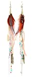 Bohemian Feather Dangle Earrings for Women with Shell Beads Long Tassel Design Drop Earrings (Color)