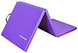 BalanceFrom 1.5' Thick Tri-Fold Folding Exercise Mat with Carrying Handles for MMA, Gymnastics and Home Gym Protective Flooring (Purple)