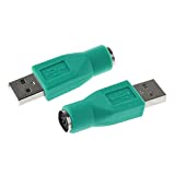DGZZI USB to PS2 Adapter 2pcs Green PS/2 Female to USB Male Converter Adapter for Mouse and Keyboard