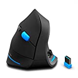ZLOT Vertical Wireless Mouse,2.4G USB Optical Ergonomic Mice with 3 Adjustable DPI 1000/1600/2400 and 6 Buttons for Laptop, PC, Computer, Desktop, Black