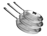 Misen Stainless Steel Frying Pan - 5 Ply Steel Skillet - Professional Grade Pans for Cooking - 8, 10, and 12 Inch Cooking Surface