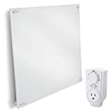 EconoHome Wall Mount Space Heater Panel - with Thermostat - 400 Watt Convection Heater - Ideal for 120 Sq Ft Room - 120V Electric Heater - Overheat Protection