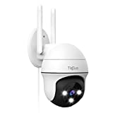 2K Security Camera Outdoor, TieJus by ZUMIMALL Outdoor Security Cameras with 360° PTZ, 2.4G WiFi Wired Home Video Surveillance/24/7/Color Night Vision/Spotlight/Siren/2 Way Talk/Compatible with Alexa