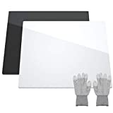 NIUBEE Acrylic Reflective Display Board for Product Photo Background Shooting Tables Props (12x12 Inch, Black + White)