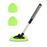 JUSTTOP Windshield Cleaning Tool, Car Window Cleaner with Unbreakable Extendable Long-Reach Handle and Washable Reusable Microfiber Cloth, Car Exterior Accessories, Green