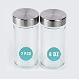 Spice Jars, Spice Jars, 2 Pcs Glass Spice Jars with Label, Spices Container Set, Spice Jars Glass Empty 4 oz, Round Spice Bottles, Seasoning Bottles, Spices Container Set, Spice Jars Glass Empty, Round Spice Bottles, Seasoning Bottles