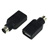 DGZZI USB to PS2 Adapter 2PCS Black USB Female to PS/2 Male Converter Adapter for Mouse and Keyboard