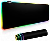Gaming Mouse pad with RGB Light, High Density Cloths, XXL 800*300*4mm, USB C Cable, Non-Slip Rubber Base for Desk, Laptop Computer PC Games (Black Smooth)