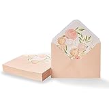 Paper Junkie Floral Envelopes for Invitations and Greeting Cards (Blush Pink, 5x7 in, 50-Pack)
