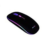 Wireless Rechargeable Mouse,Attoe Slim Portable USB Mouse with USB Dongle & Breathing RGB LED Light, Optical Computer Mice for PC, Tablet, Laptop and Windows/Mac