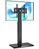FITUEYES Iron Base Universal Floor TV Stand with Swivel Mount Space Saving for 26-55 Inch LED LCD OLED Plasma Flat Panel or Curved Screen TVs Height Adjustable Wire Management (Black)