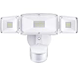 Amico 3 Head LED Security Lights with Motion Sensor, Adjustable 40W, 4000LM, 5000K, IP65 Waterproof, Exterior Flood Light for Garage, Yard（White)