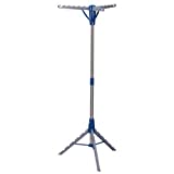 Household Essentials 5009-1 Collapsible Portable Indoor Tripod Clothes Drying Rack for Hanging Laundry | Silver and Blue