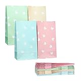 32 Pcs Party Favor Bags Heart Shaped Assorted Colors Goodie Bags for Kids Birthday Party 4 Colors Goody Bags Party Bags for Pastel Party